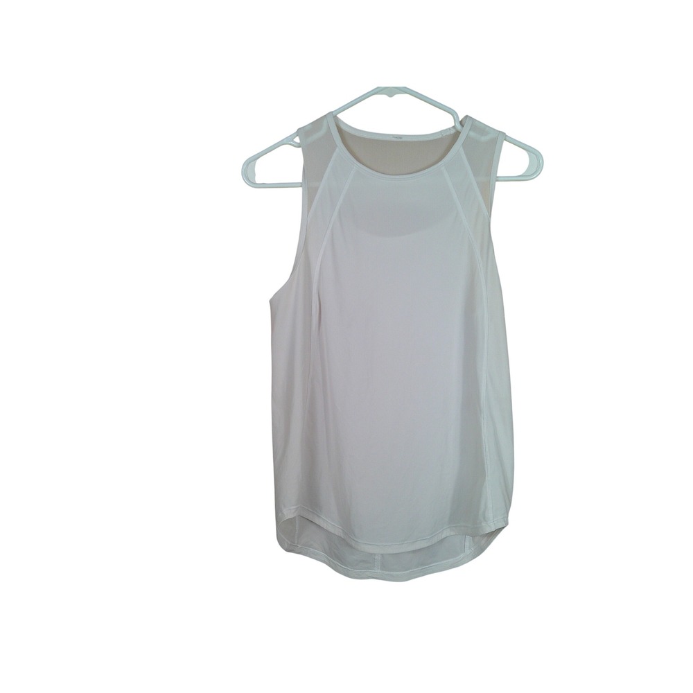Lululemon White High Neck Mesh Back Athletic Tank Top Workout Shirt Size 2 (XXS)